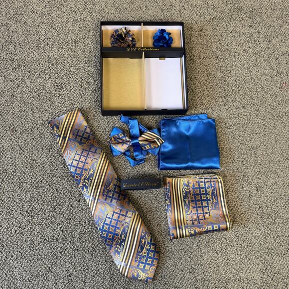 Daniel Ellissa Necktie Bow Tie Pocket Square Lapel Pins Set US Men's ONE Size - Picture 2 of 3